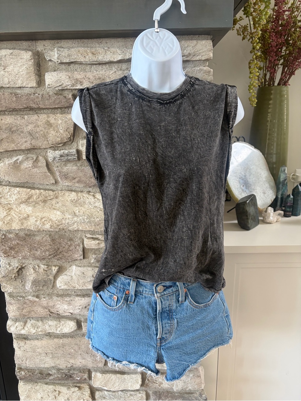 Pilcro Washed Black Muscle Tee